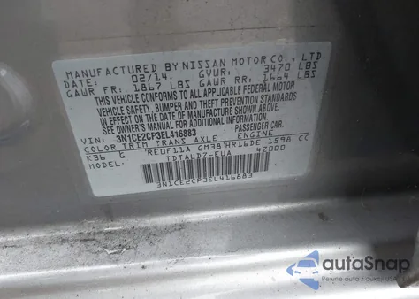 2014 Nissan Versa Note Sv z USA, uszkodzony, nr VIN 3N1CE2CP3EL416883